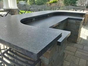 An Outdoor Bar completes the entertaining area in this Westfield NJ landscaped backyard