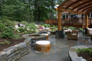 Stone Wall and Stone Fire Pit in Westfield NJ